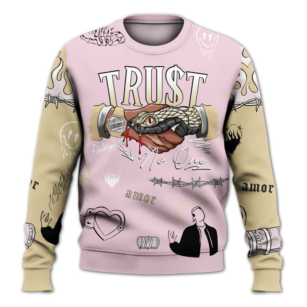 Sweatshirt To Match Denim Iced Carmine 4s - Snake Trust No One All Over Print