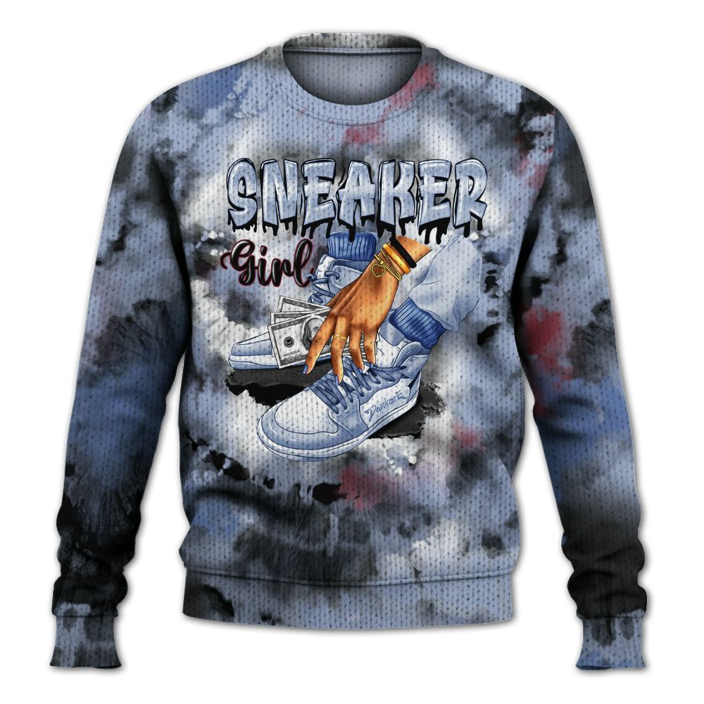 Knitted Sweater To Match Black Metallic 5s - SNEAKER Girl Money Drip Tie Dye