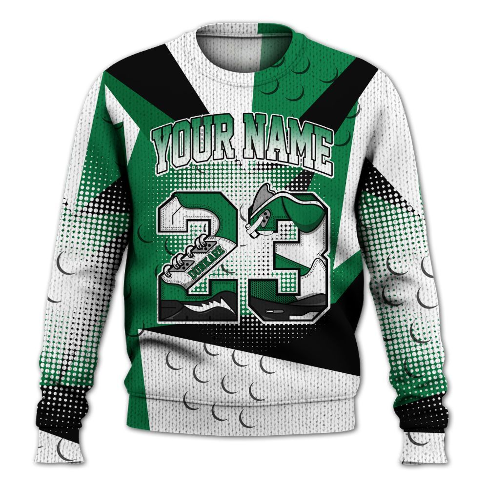 Knitted Sweater To Match Pine Green 13s - Poly Custom Name Number 23 5s