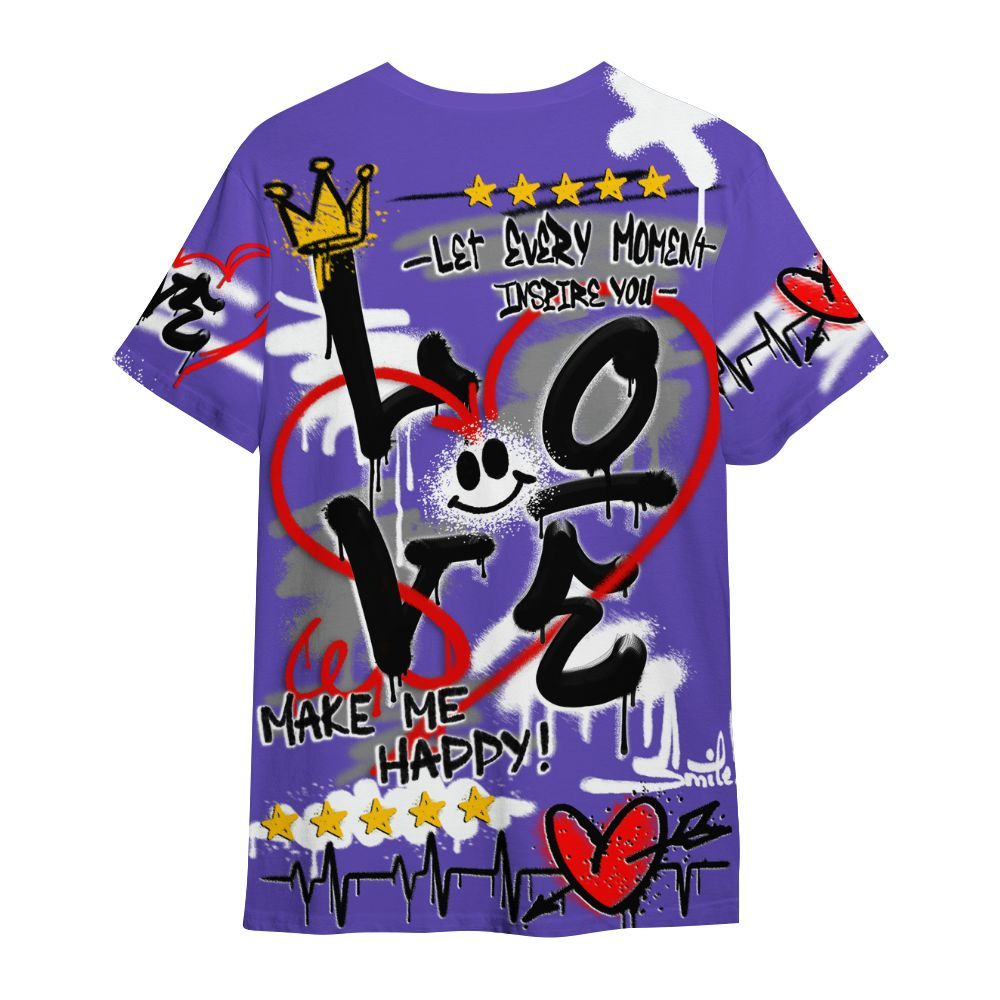 Shirt To Match Field Purple 12s - Happy Love Beats Graffiti Streetwear All Over Print