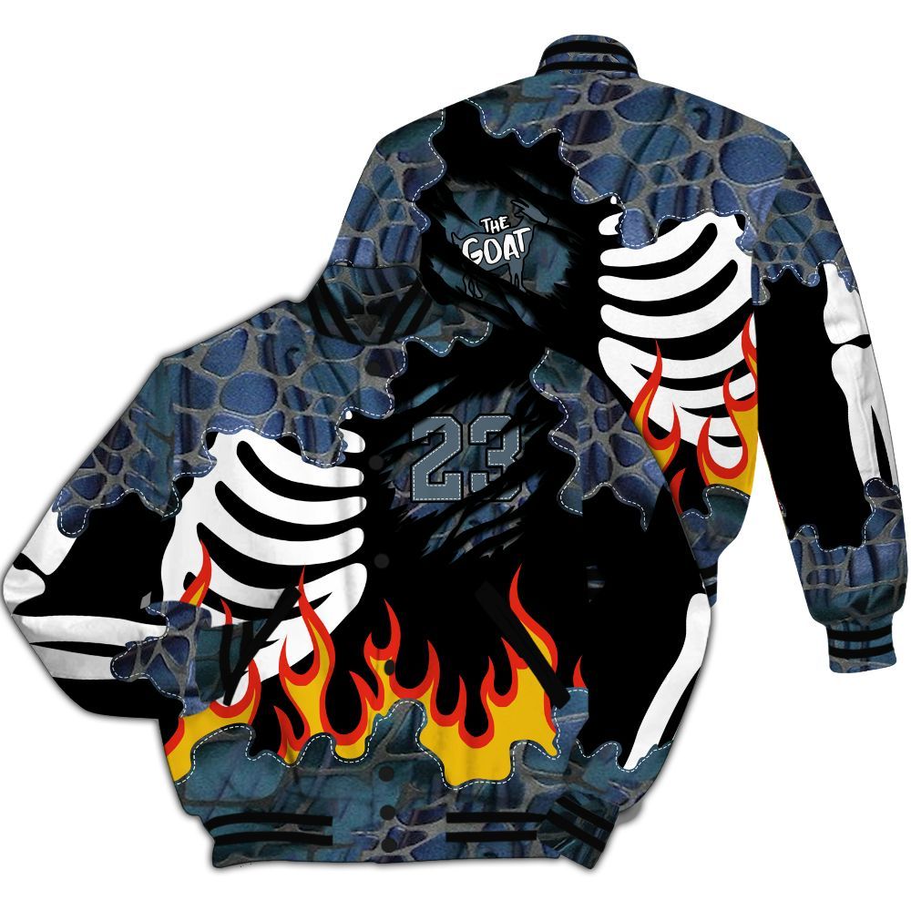 Varsity Jacket To Match Air Foamposite Kazuya Mishima - Burning Skeleton 23 G.O.A.T All Over Print