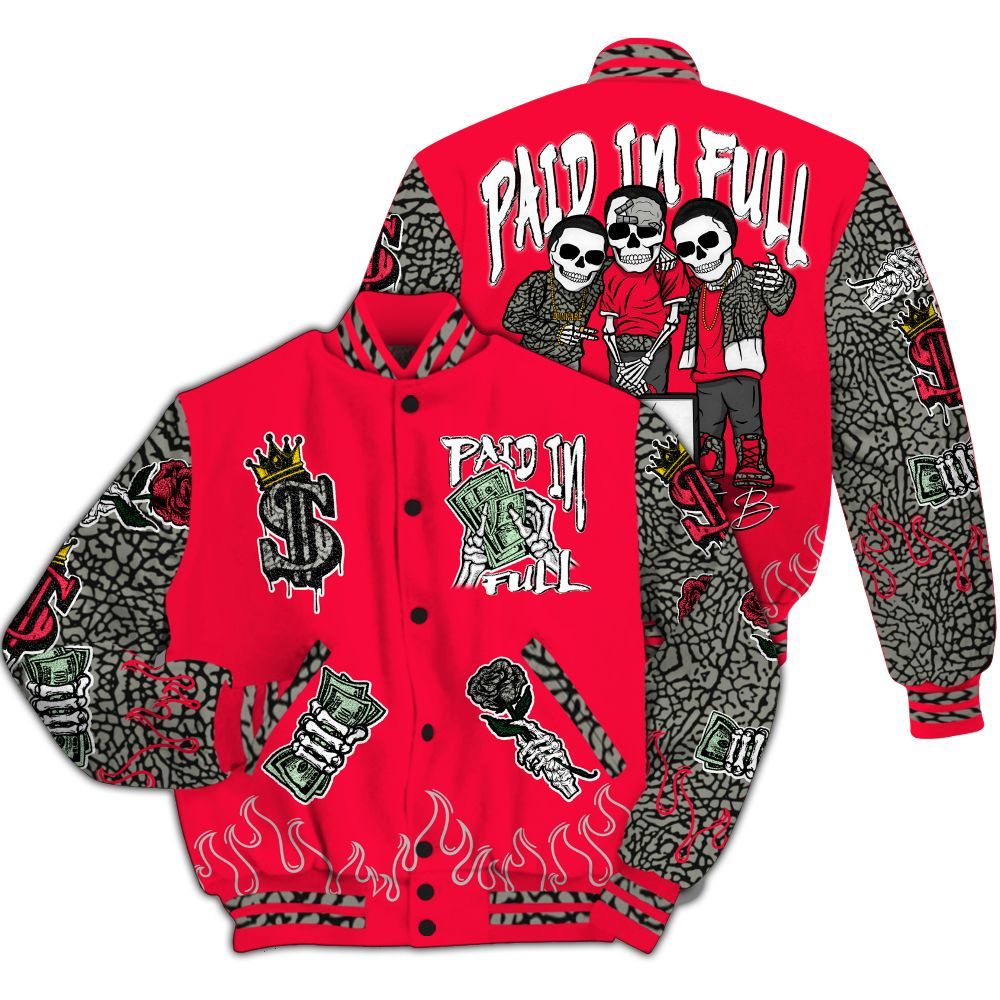 Varsity Jacket To Match Retro Fire Red 3s - Fire Everybody Paid In All Over Print