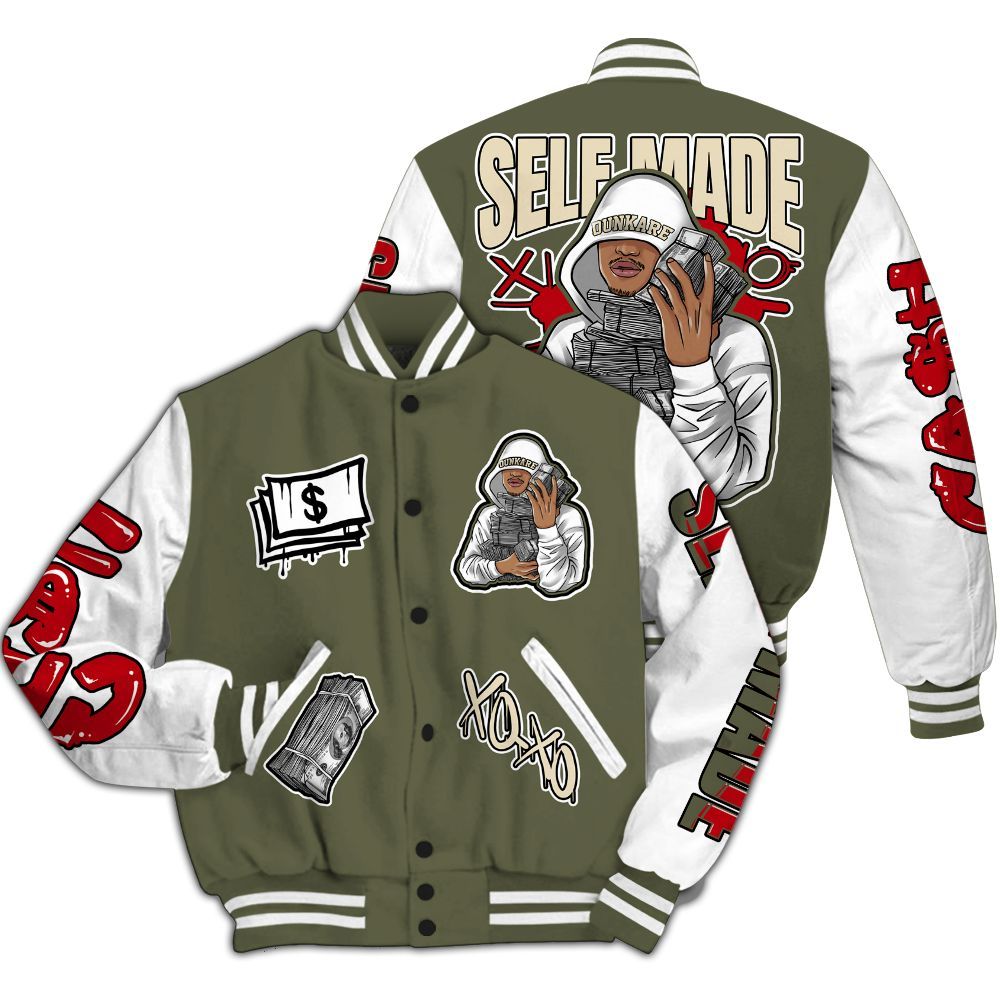 Varsity Jacket To Match Travis Scott Low OG Medium Olive 1s - Selfmade Unique All Over Print