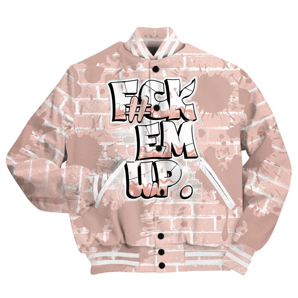 Varsity Jacket To Match Low Legend Pink 11s Shirt - F#ck Em Graphic Brick Art All Over Print
