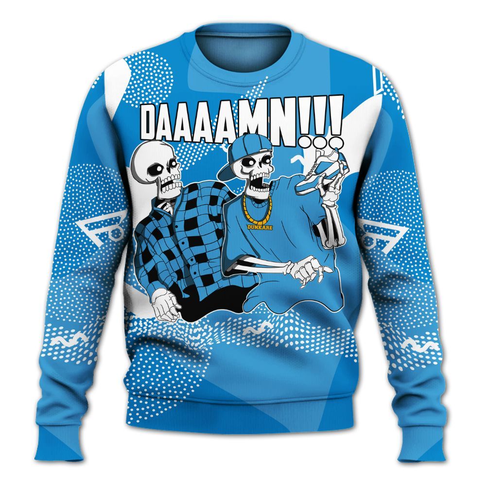 Sweatshirt To Match Industrial Blue 4s - Graphic Meme Damnn Military Blue 4s Outfit All Over Print