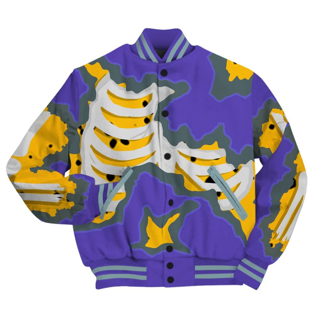 Varsity Jacket To Match Imperial Purple 4s - Hard Feeling Graphic Heart Break All Over Print