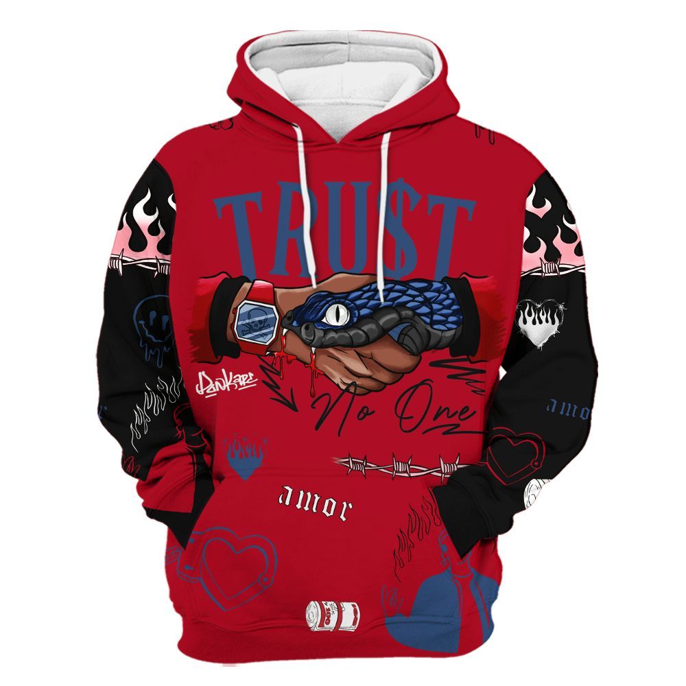 Hoodie To Match Air Griffey Max Black Red Navy Blue 1s - Snake Trust No One All Over Print