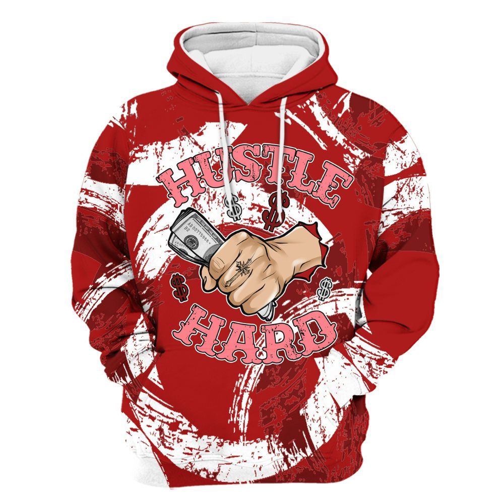 Hoodie To Match Red Taxi 12s - Hustles Hard! Splash All Over Print