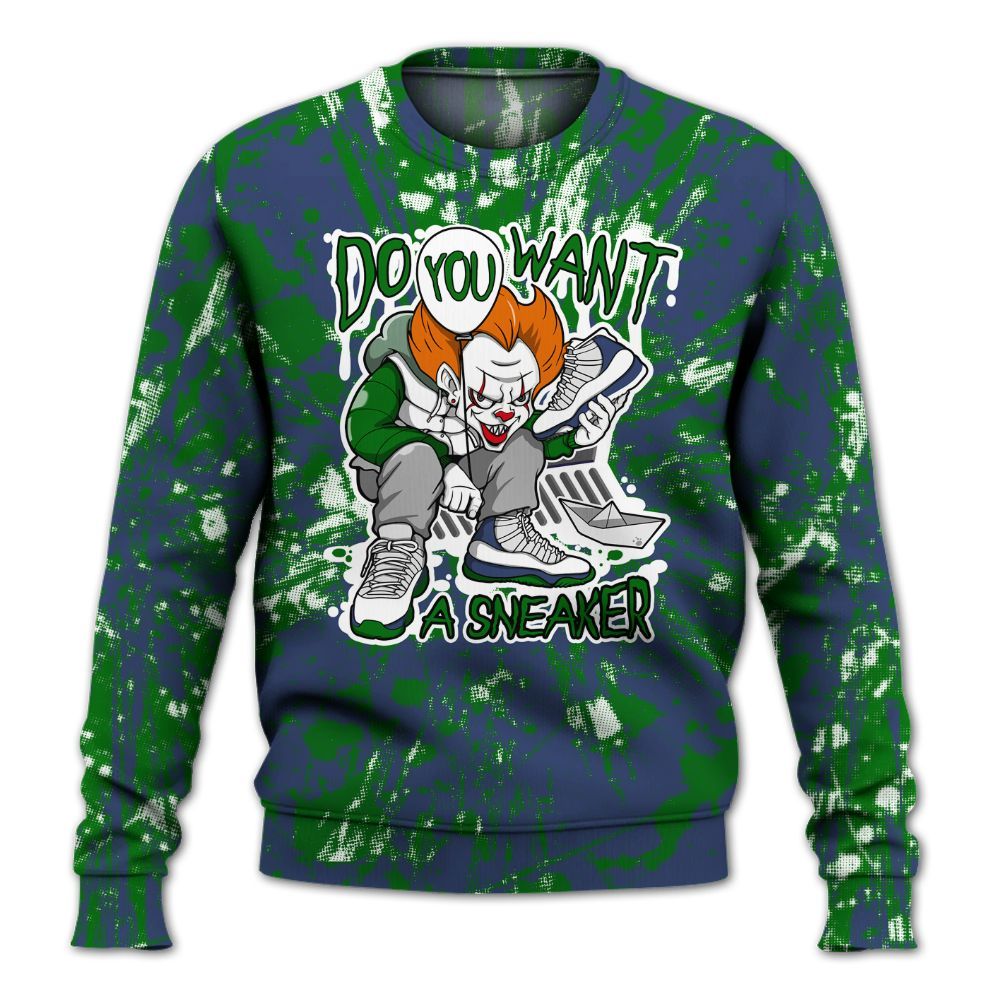 Sweatshirt To Match Midnight Navy 13s - Clown Scary Sneakers Graphic Halloween All Over Print
