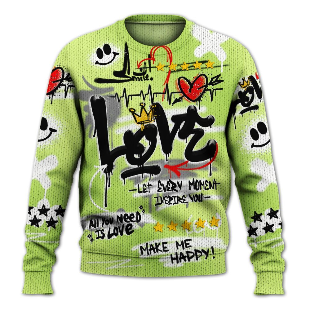Knitted Sweater To Match Air Max SNDR Volt - Happy Love Beats Graffiti Streetwear