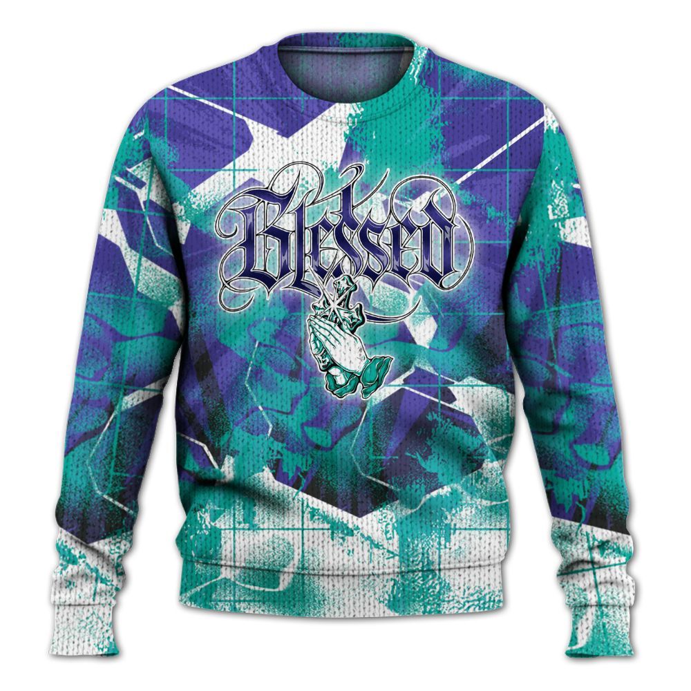 Sweater To Match Retro Grape 5s - God Blessed Graphic