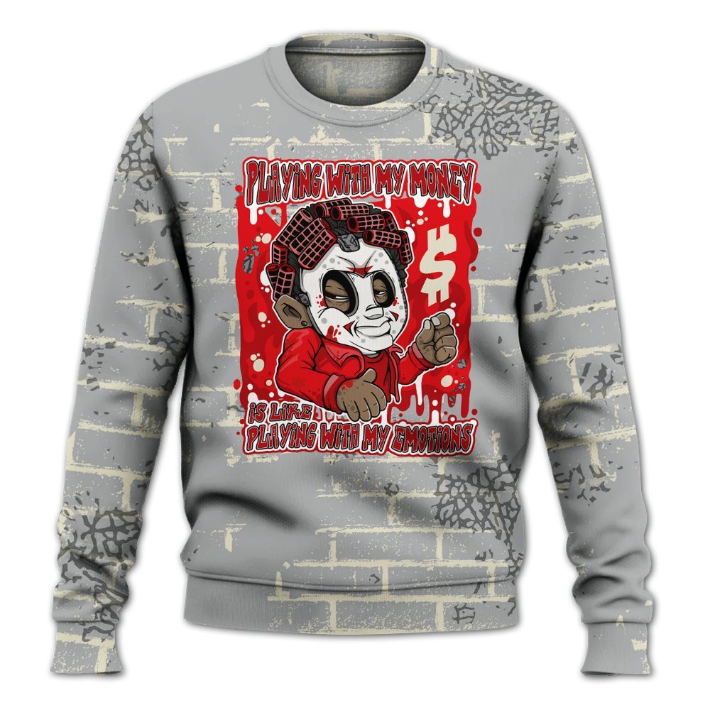 Sweatshirt To Match Cement Grey 3s - Playing With My Money Graphic Halloween All Over Print
