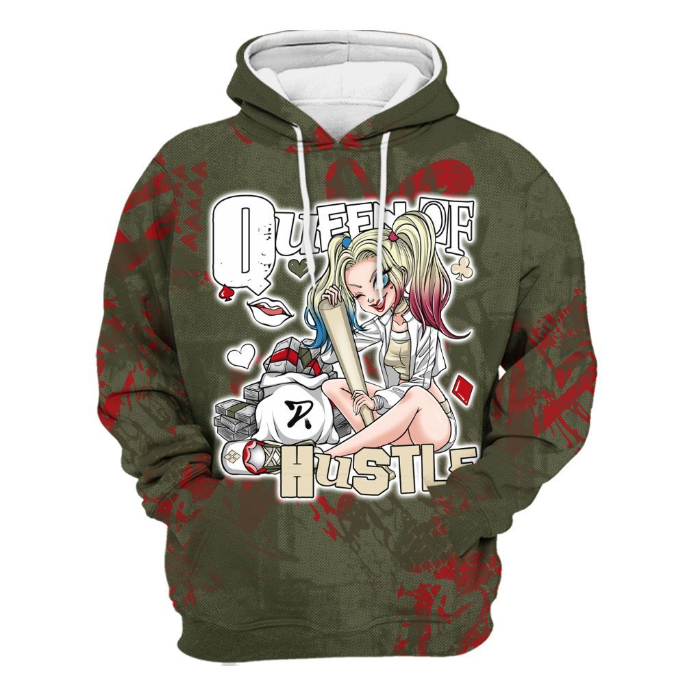 Hoodie To Match Travis Scott Low OG Medium Olive 1s - Hustles Quiinn Heart Grunge All Over Print