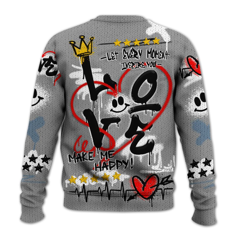 Knitted Sweater To Match Black Chrome 6s - Happy Love Beats Graffiti Streetwear