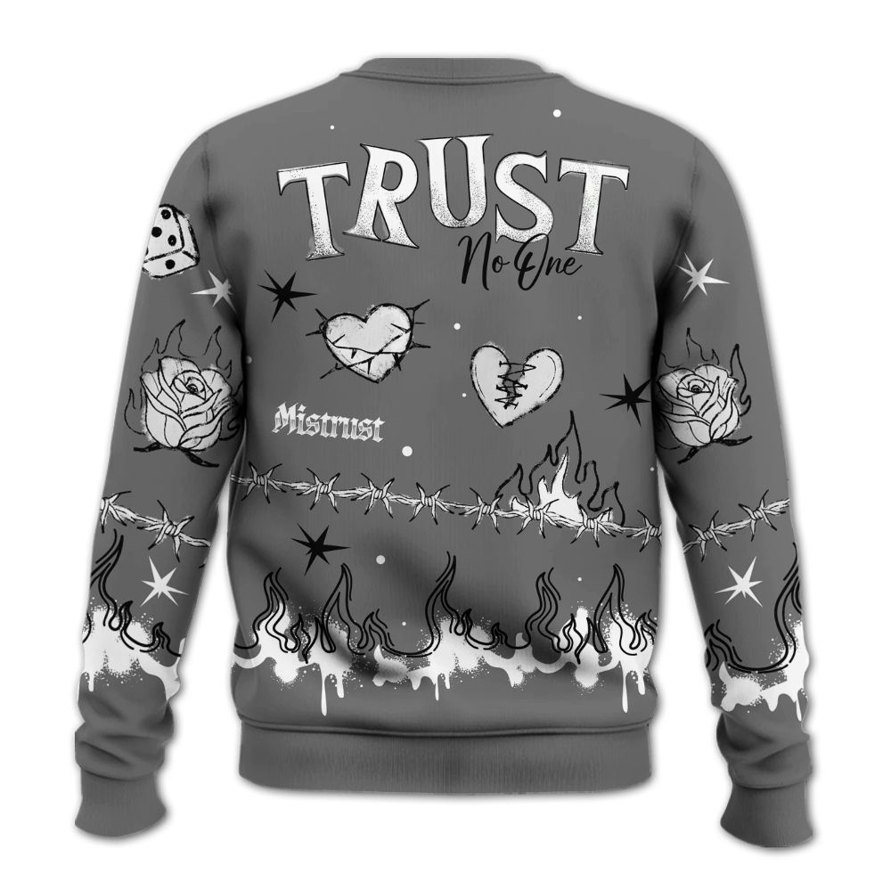 Sweatshirt To Match Cool Grey 6s - Trust No One Snake-Bite Doodle Crayon All Over Print