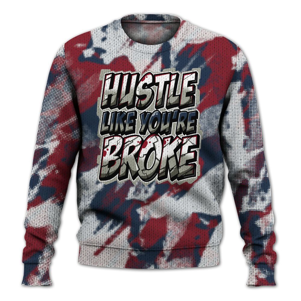 Knitted Sweater To Match Navy Blue 2024 6s - Hustles Like Broke Abstract