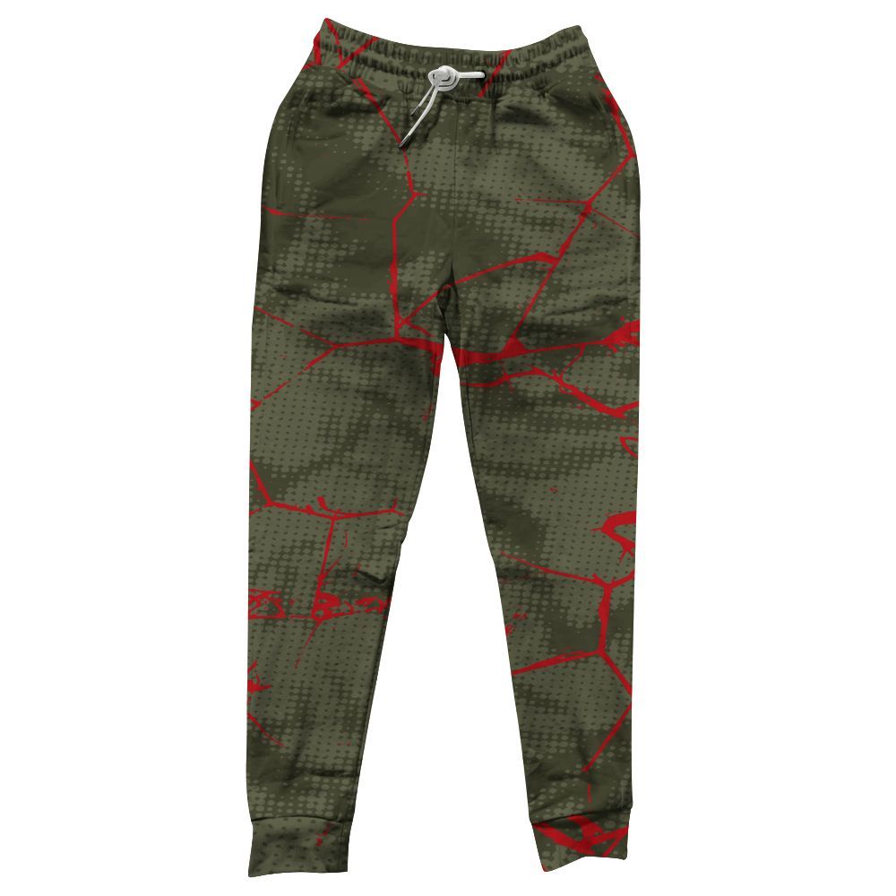 Sweatpant To Match Low OG Medium Olive 1s - Crack Graphic All Over Print