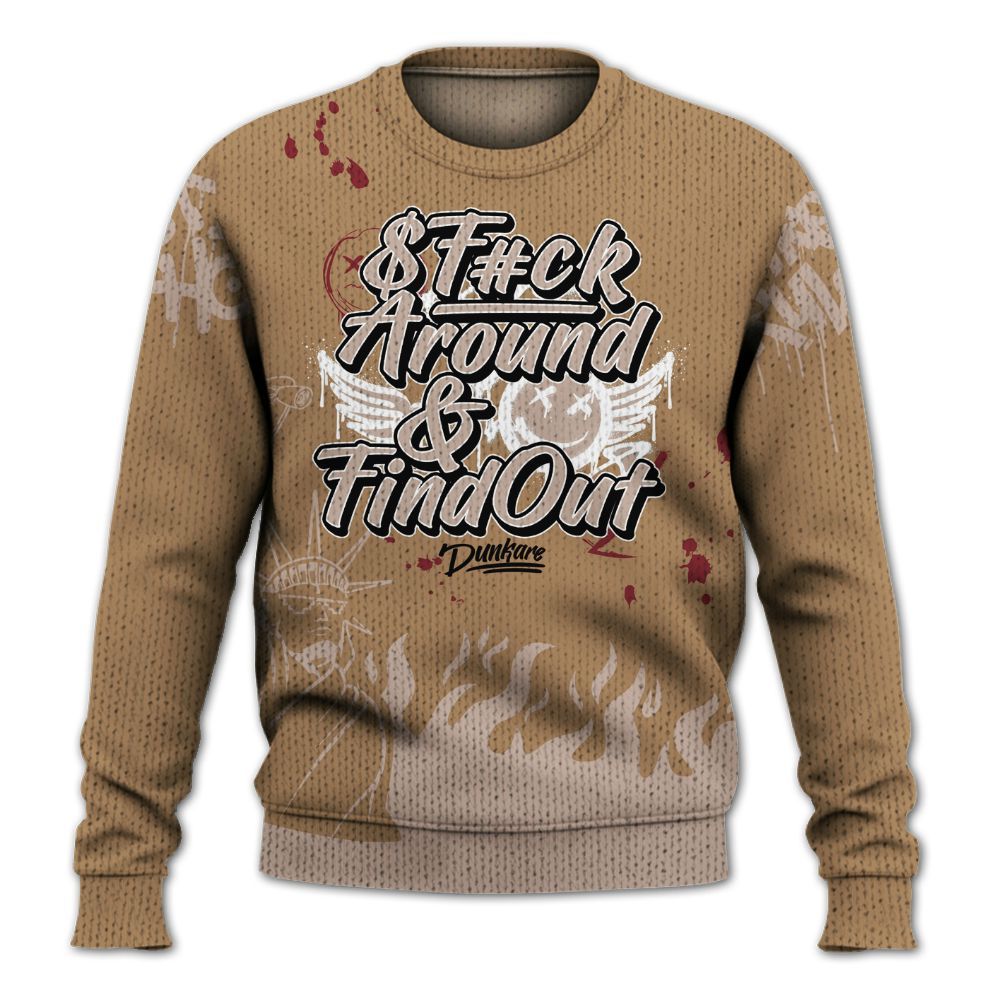 Knitted Sweater To Match Kobe 4 Gold Medal - Graphic Fck Around Find Out