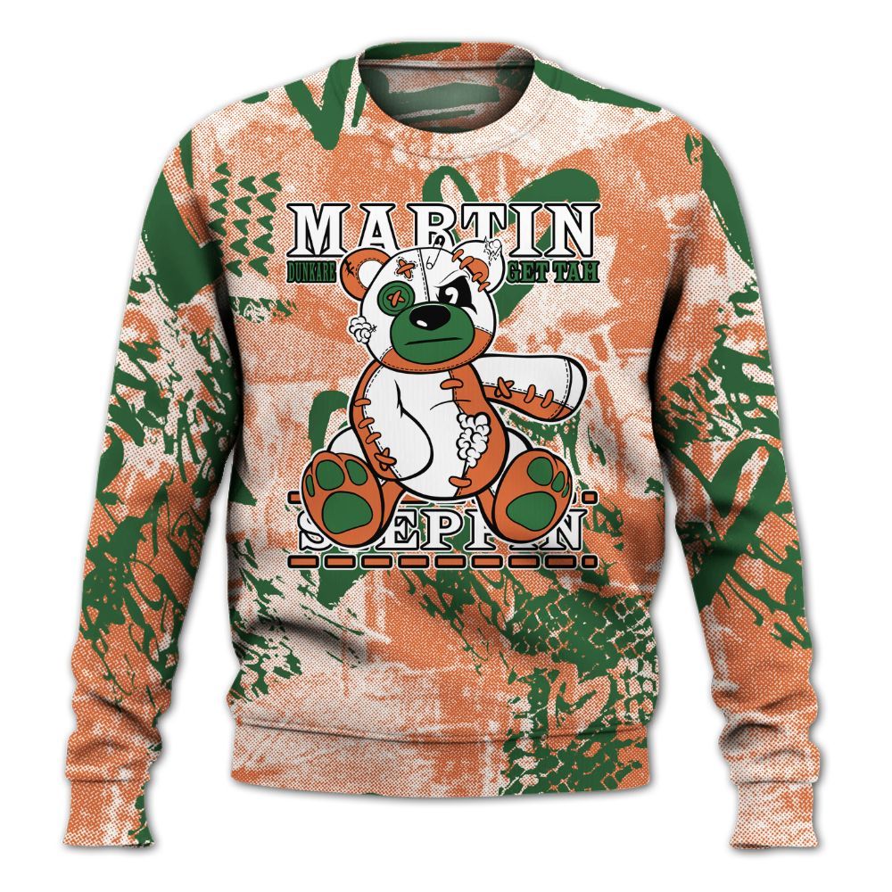 Sweatshirt To Match Low Miami 5s - Tah Steppin Bear Heart Grunge All Over Print