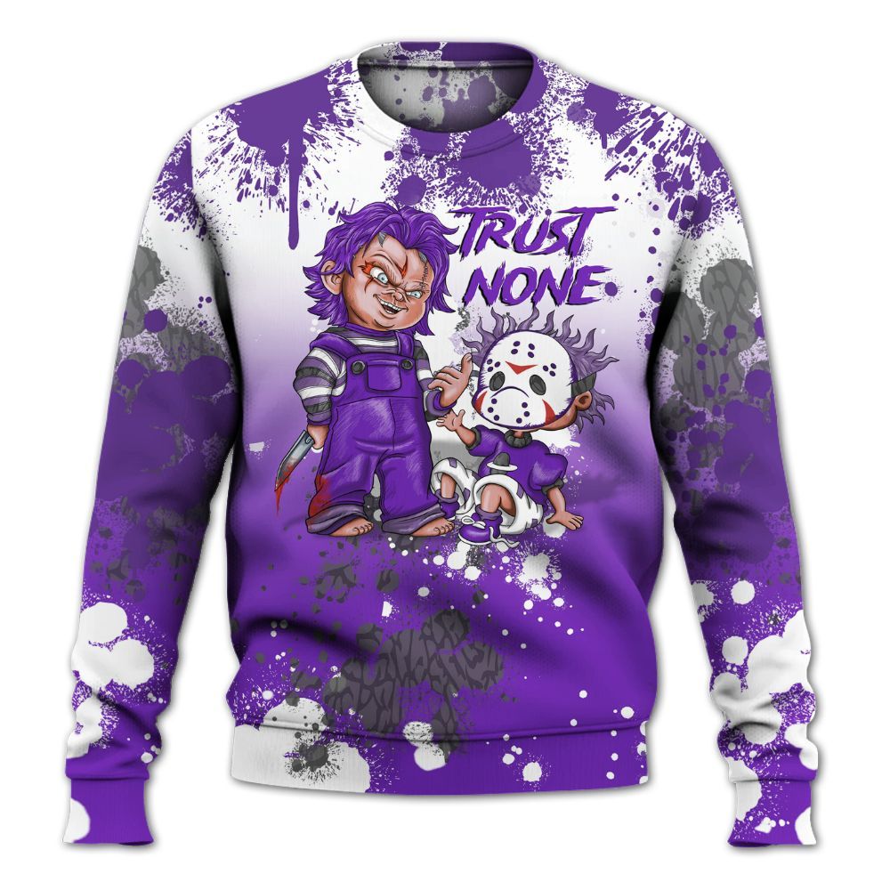 Sweatshirt To Match Retro Dark Iris 3s - Trust No One Scary All Over Print