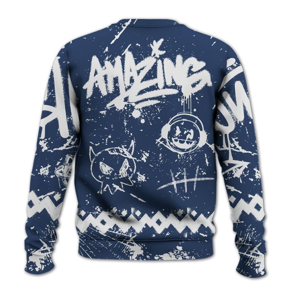 Sweatshirt To Match Low 85 Metallic Blue 1s - Friday Sneaker Crayon All Over Print