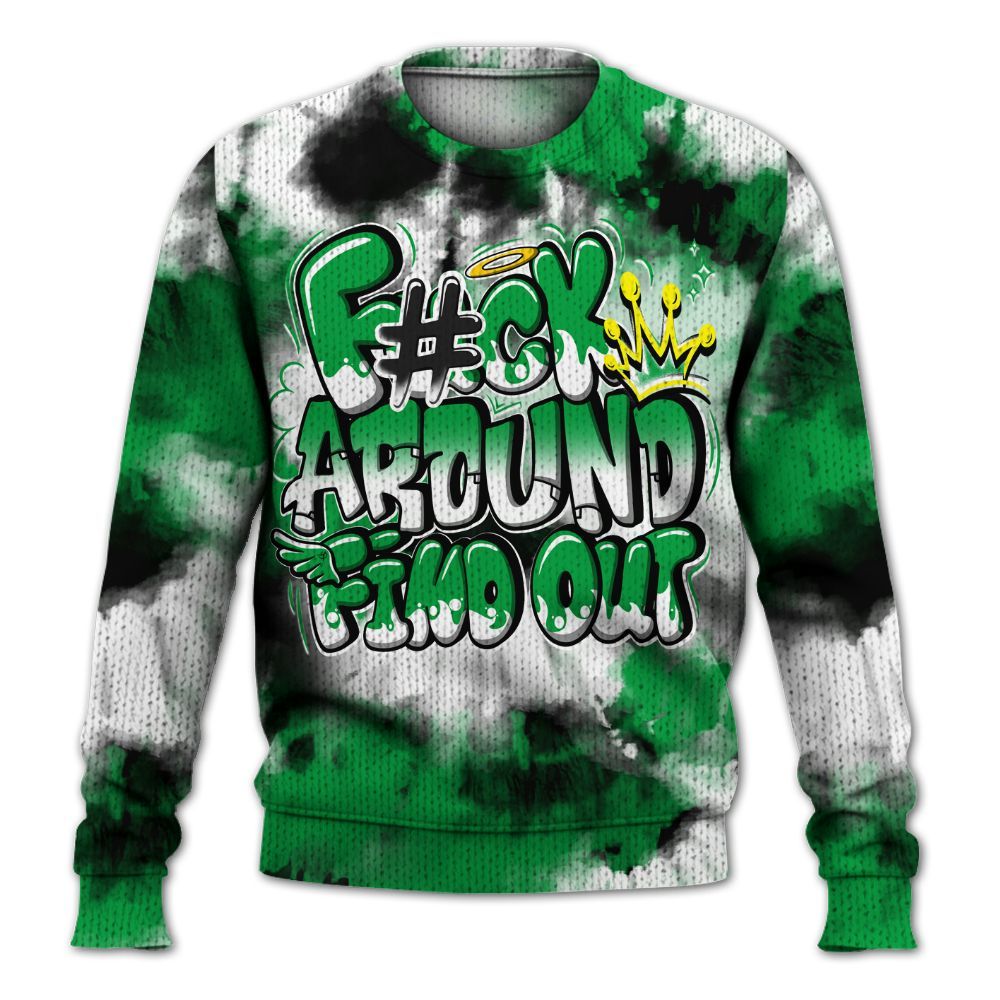 Knitted Sweater To Match Low Lucky Green 1s - Tie Dye FK Around Find Out