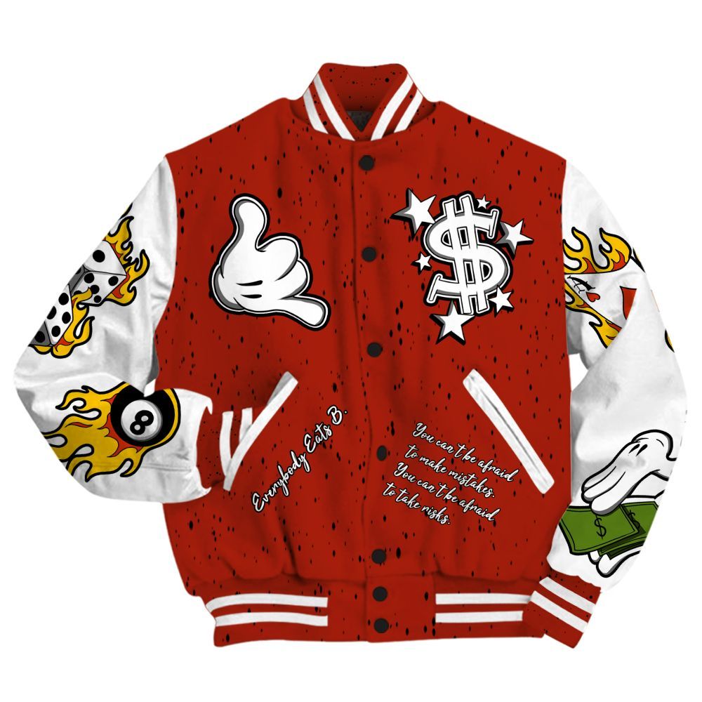 Varsity Jacket To Match Red Cement 4s - Everybody Paid In Full Graphic All Over Print