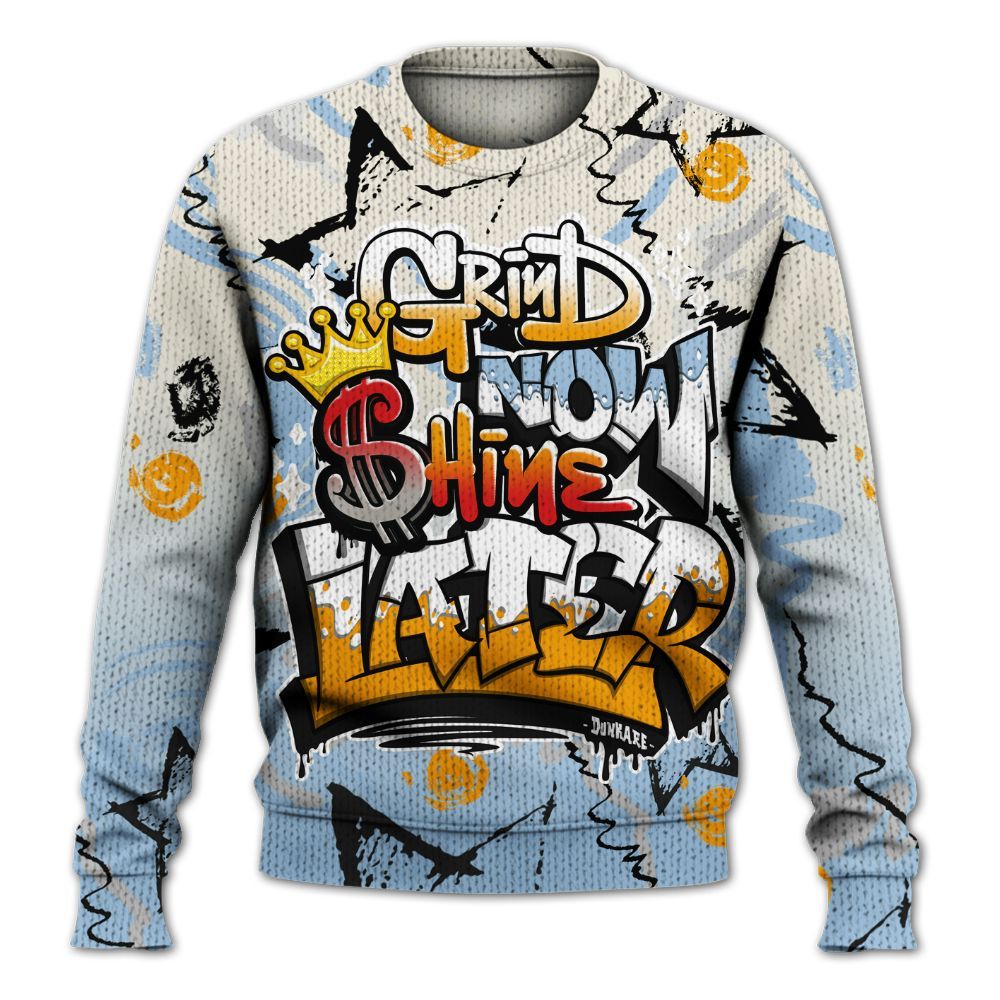 Sweater To Match Retro High OG Pale Ivory Psychic Blue 1s - Grind Shine Later Drip Graphic