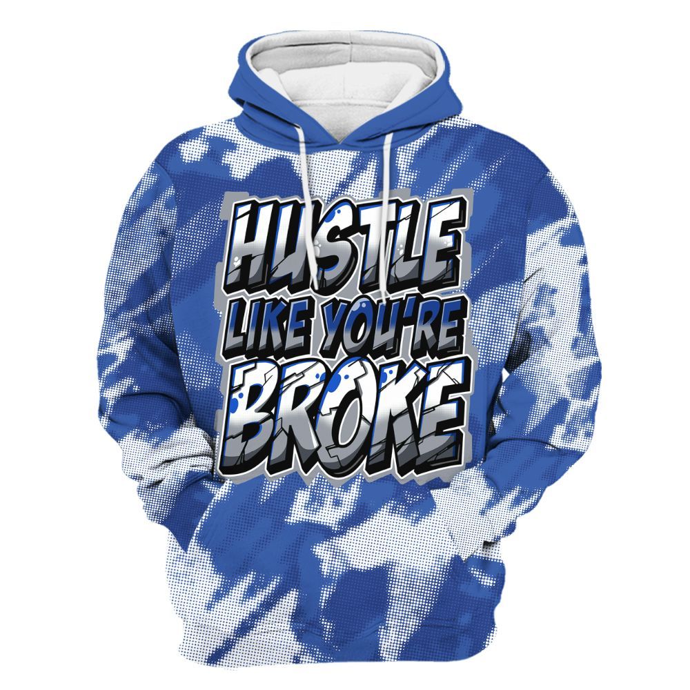 Hoodie To Match Air Foamposite One Royal - Hustles Like Broke Abstract All Over Print