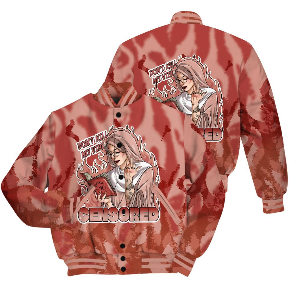 Varsity Jacket To Match Dune Red 13s Shirt - Censoredz Burn All Over Print