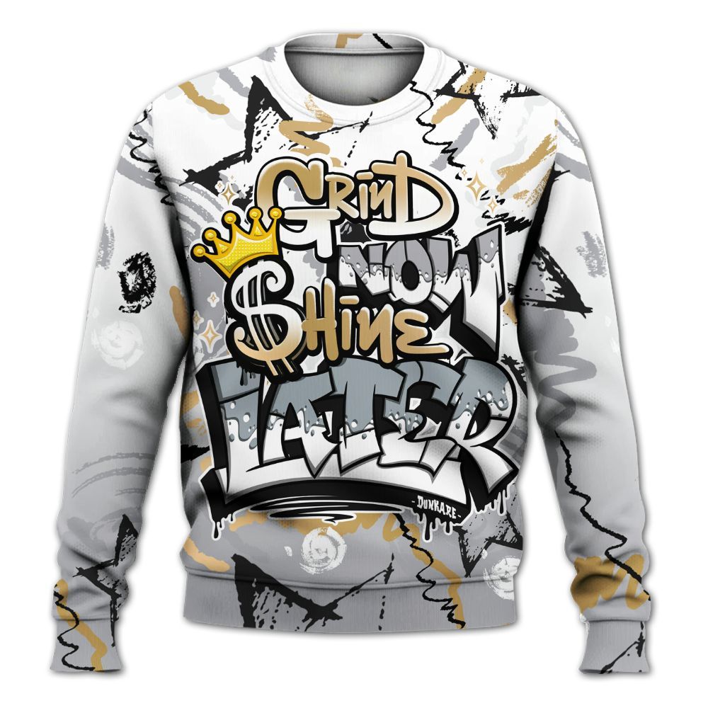 Sweatshirt To Match Retro High OG Cool Grey 1s - Grind Shine Later Drip All Over Print
