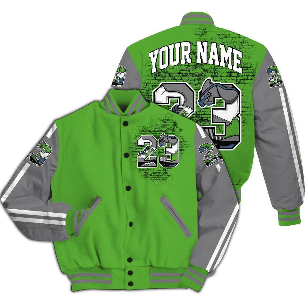 Varsity Jacket To Match Retro Green Bean 5s - Custom Name Number 23 5s All Over Print