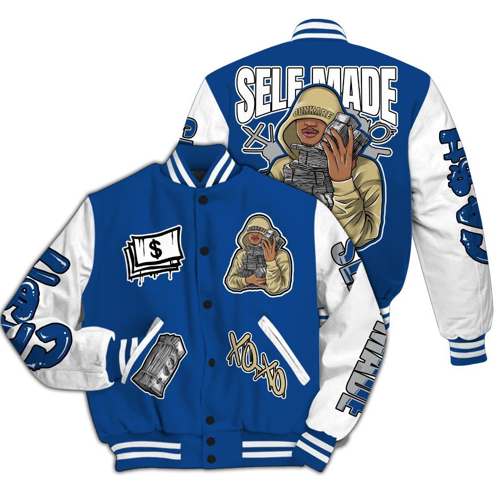 Varsity Jacket To Match Air Ship Royal Blue - Selfmade Unique All Over Print