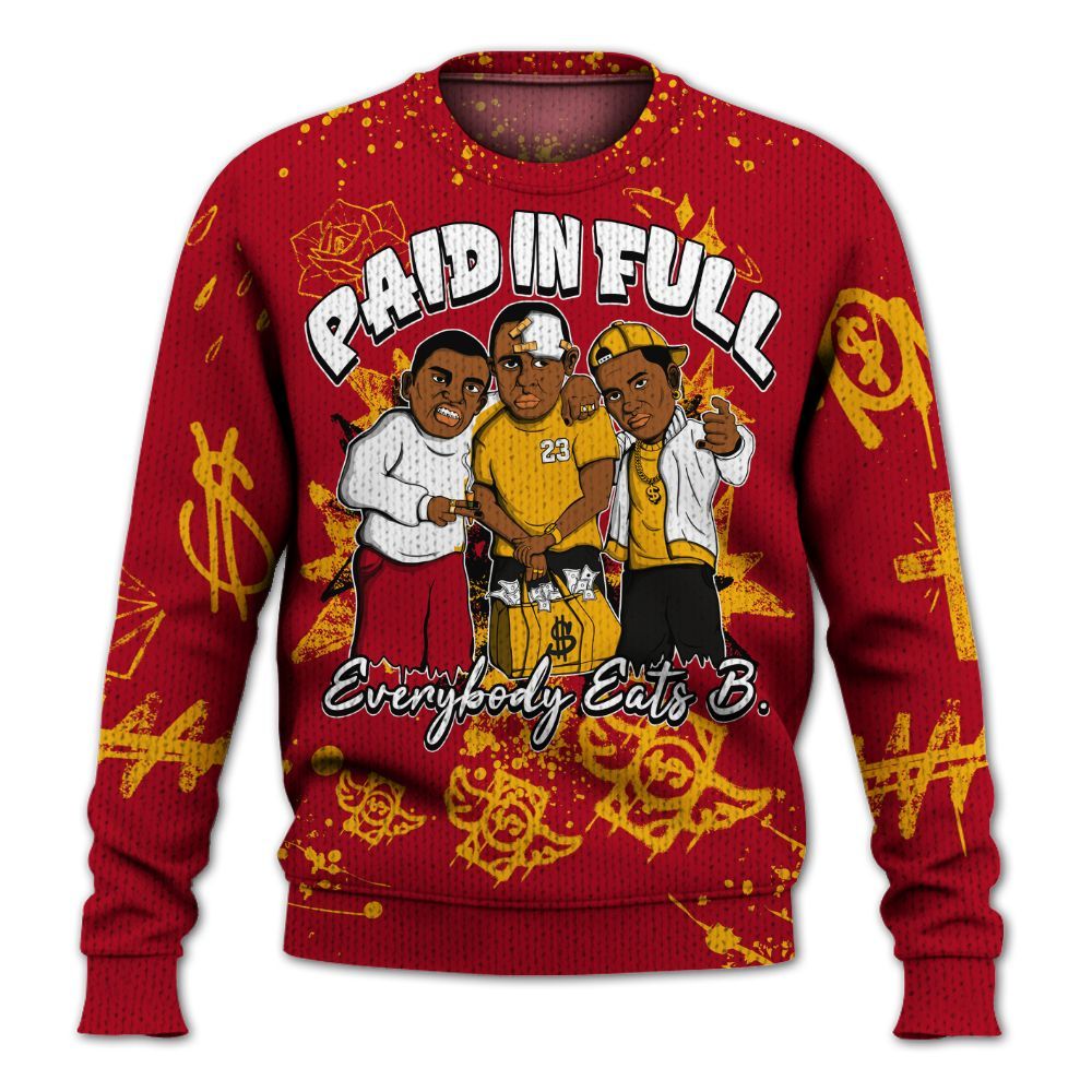 Knitted Sweater To Match Cardinal 7s - Everybody Paid In Full Crayon