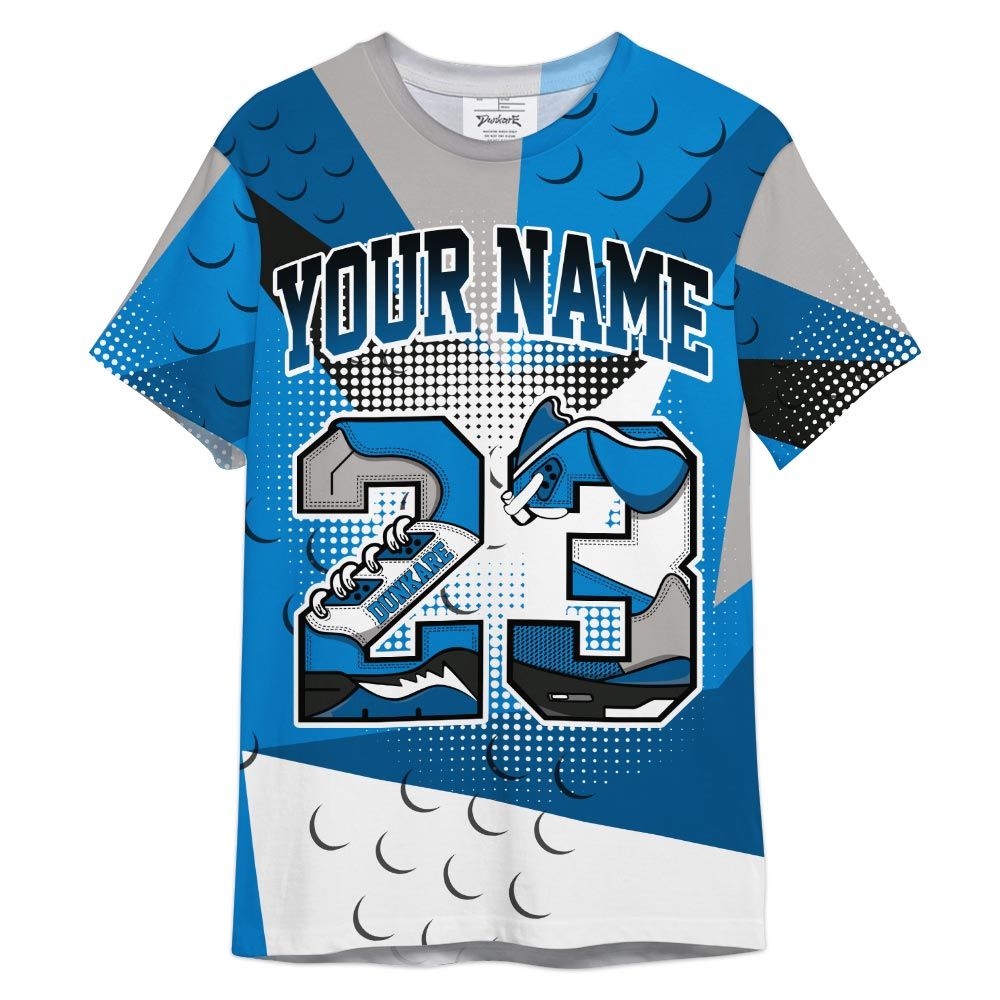 Dunkare Shirt Custom Name Number 23 5s, Military Blue 4s T-Shirt, To Match Sneaker Industrial Blue 4s Graphic Tee HDT