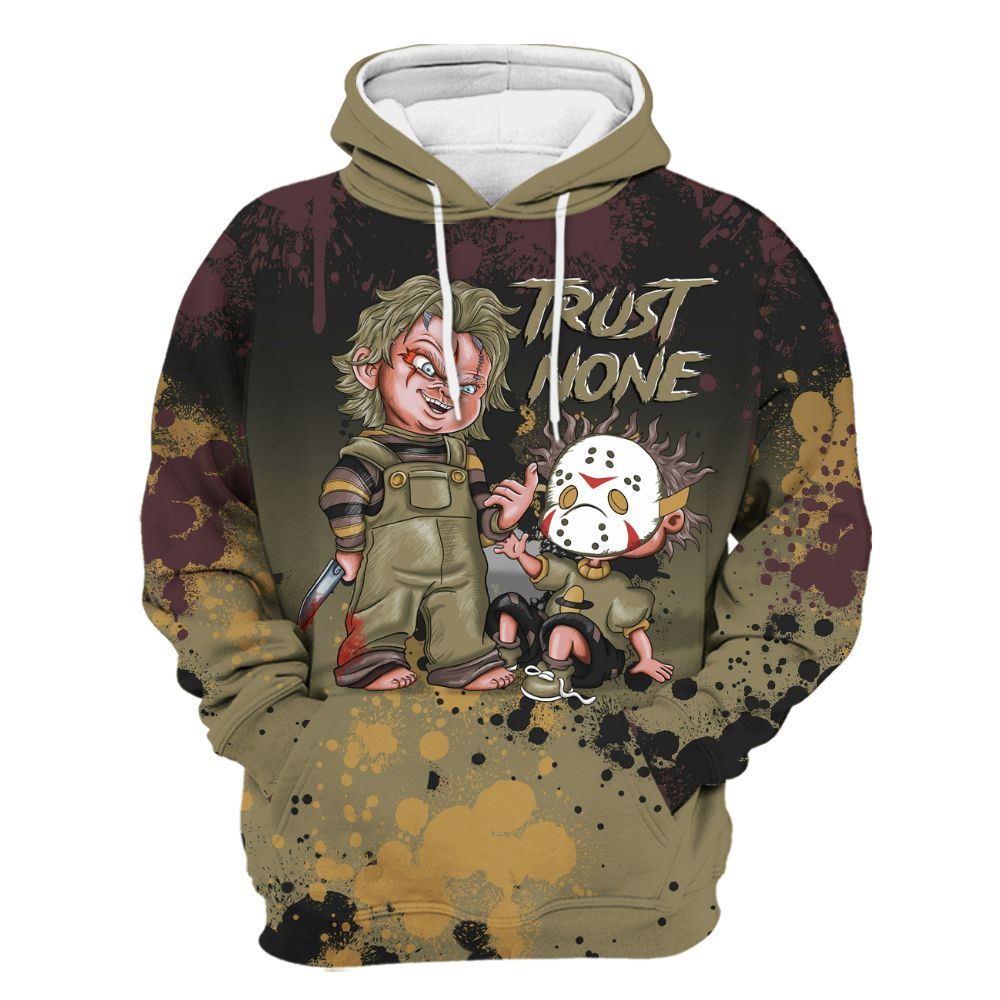 Hoodie To Match Black Olive 7s - Trust No One Scary All Over Print