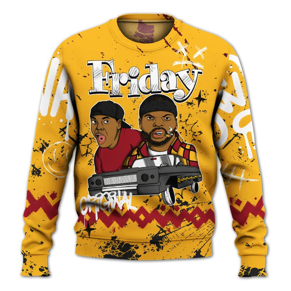 Sweatshirt To Match White Taxi 12s Shirt, Friday Sneaker Crayon All Over Print