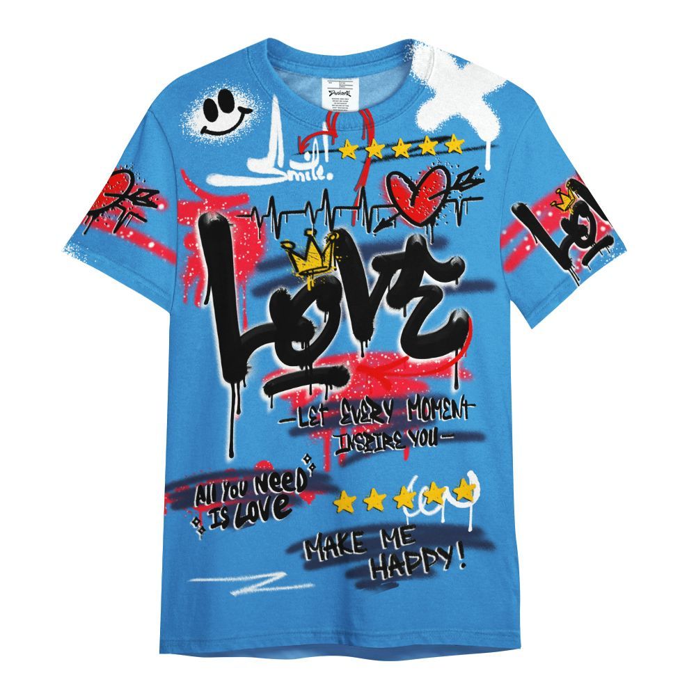 Shirt To Match Retro Blueberry 6s - Happy Love Beats Graffiti Streetwear All Over Print