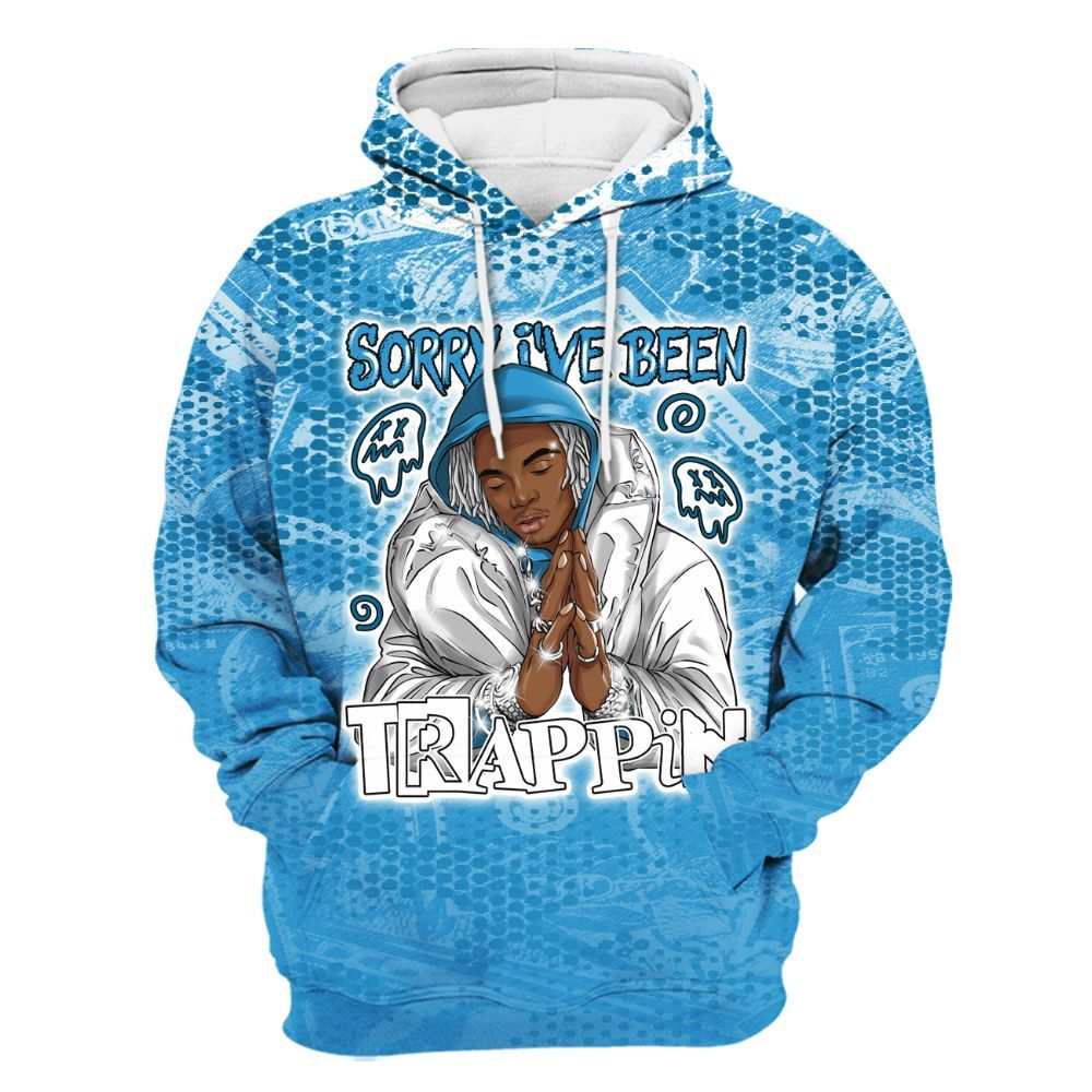 Hoodie To Match Powder Blue 9s - Trappin' Banknote All Over Print