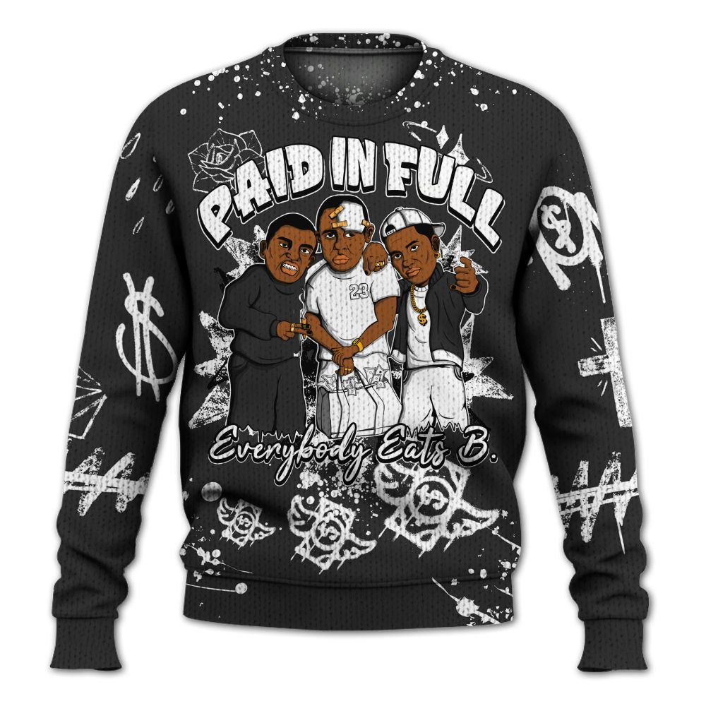 Knitted Sweater To Match White Thunder 4s - Everybody Paid In Full Crayon