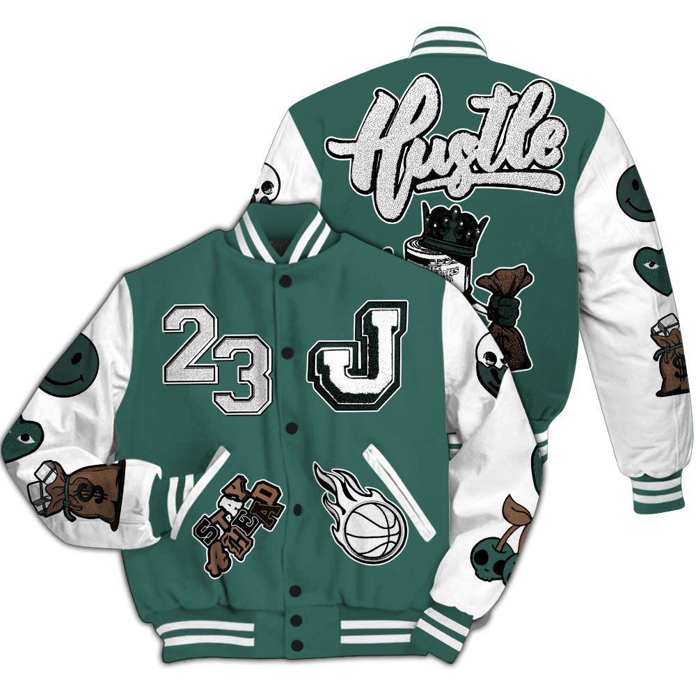 Varsity Jacket To Match Low OG Oxidized Green 1s - Hustles Money Number 23 All Over Print