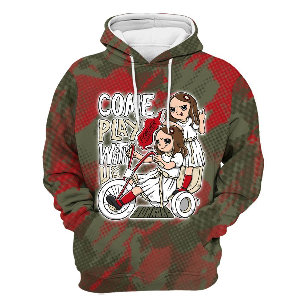 Hoodie To Match Travis Scott Low OG Medium Olive 1s - Come Hangout Halloween Abstract Halftone All Over Print