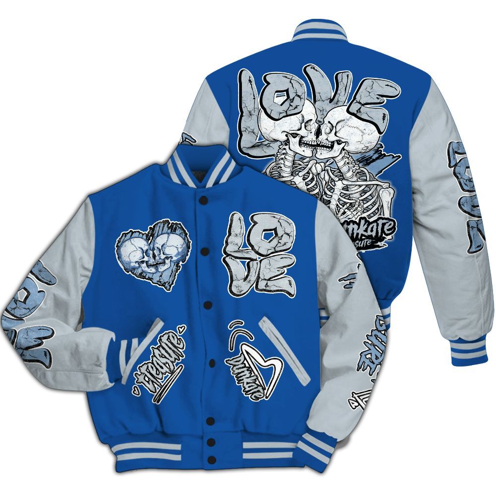 Varsity Jacket To Match Low Space Royal 11s - Skull Bear All Over Print