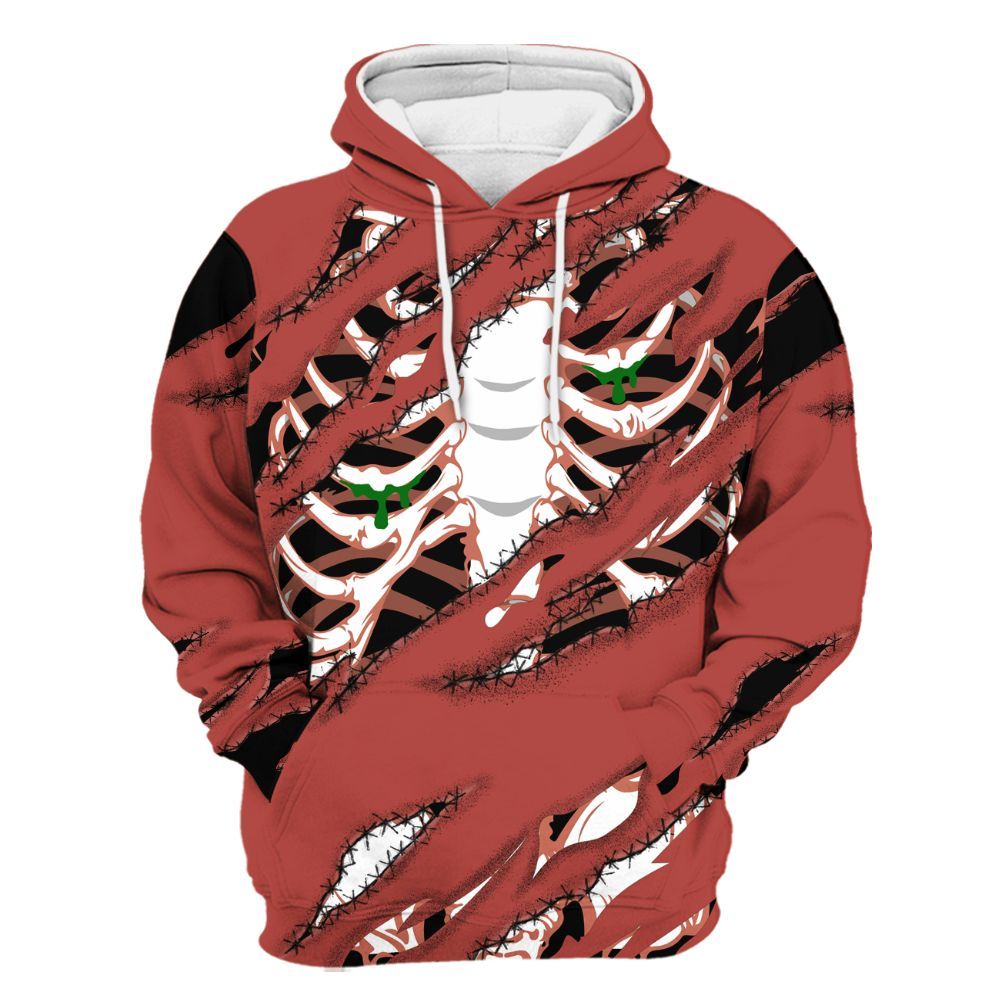 Hoodie To Match Dune Red 13s - GOT 'EM Skeleton Scratch All Over Print