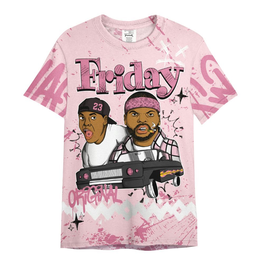 Shirt To Match GS Pearl Pink 12s Shirt, Friday Sneaker Crayon All Over Print