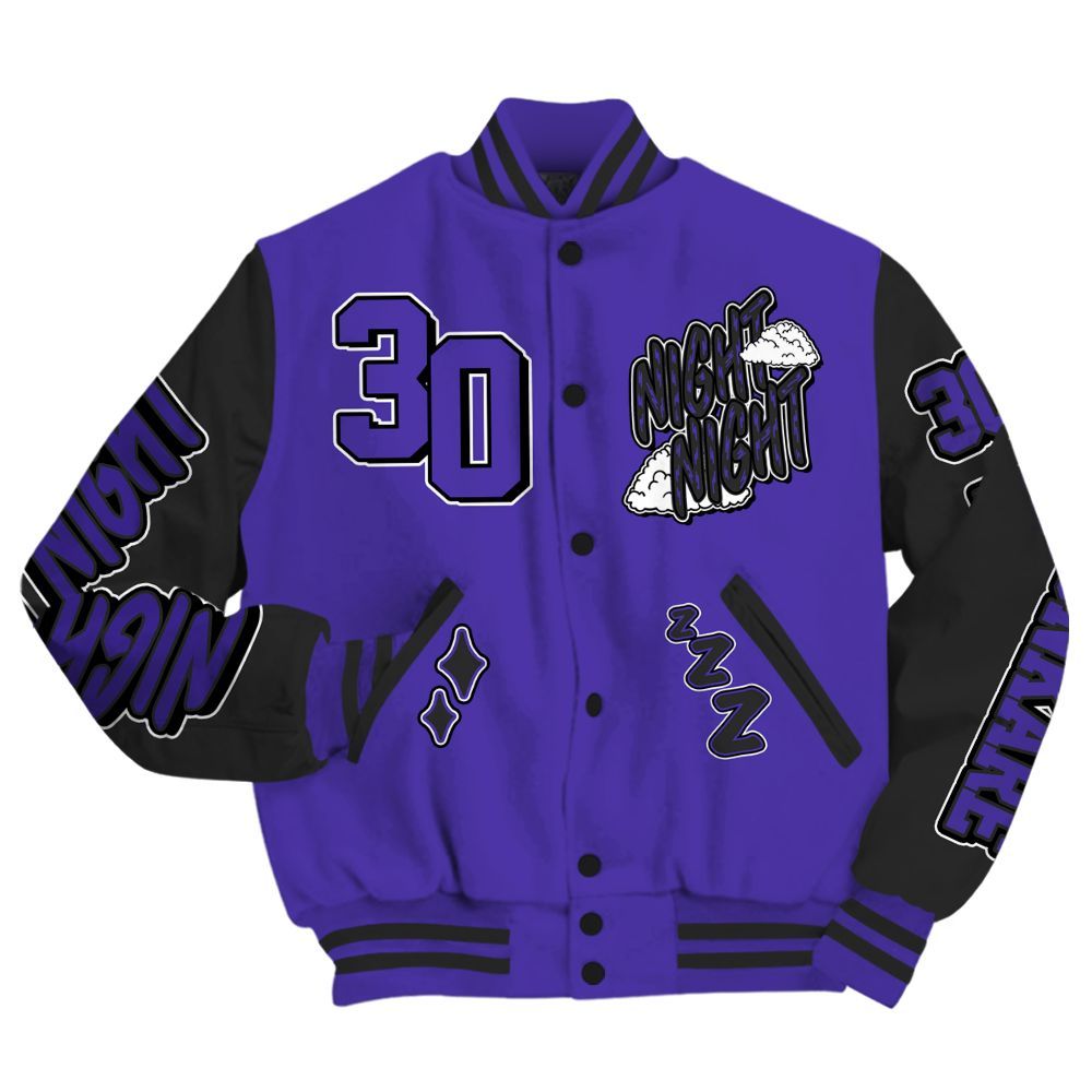 Varsity Jacket To Match Field Purple 12s - Seeya Skeleton All Over Print