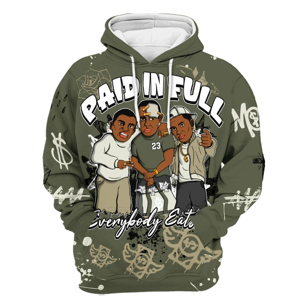 Hoodie To Match Low OG Medium Olive 1s - Everybody Paid In Full Crayon All Over Print