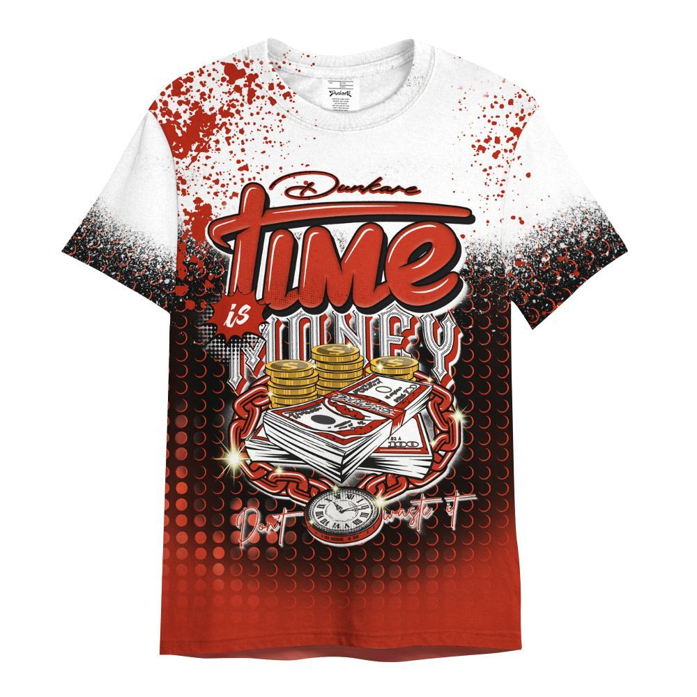Shirt To Match Red Cement 4s - Halftone Time Is Money All Over Print
