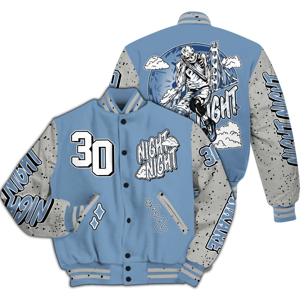 Varsity Jacket To Match University Blue 4s - Seeya Skeleton All Over Print