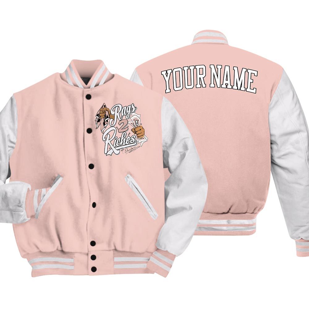 Varsity Jacket To Match Varsity Jacket Custom Name Rag 2 Riches, Low Legend Pink 11s - To Match Sneaker Legend Pink 11s 2504 NCT